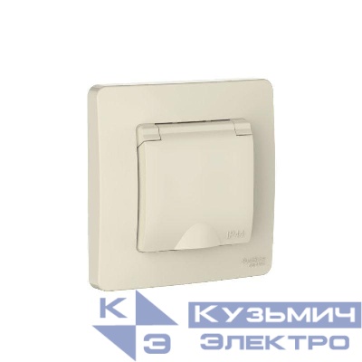 Розетка 1-м СП Blanca 16А IP44 250В с заземл. защ. шторки с крышкой молочн. SE BLNRS441112