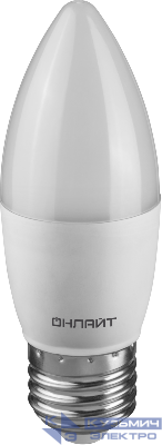 Лампа светодиодная 90 455 OLL-C37-15-230-2.7K-E27-FR 15Вт свеча 2700К тепл. бел. E27 1500лм 176-264В ОНЛАЙТ 90455