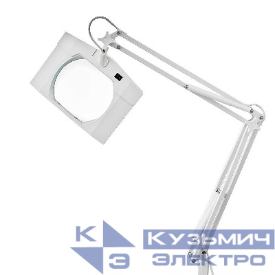 Лупа на струбцине квадратная настол. 3Х с подсветкой бел. REXANT 31-0101