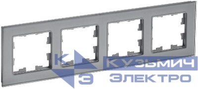 Рамка 4-м BRITE РУ-4-2-БрСе стекло сер. IEK BR-M42-G-K03