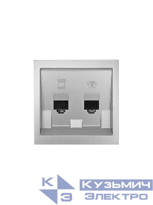 Розетка компьютер+телефон СП ZIMA IP20 с модулем Cat 6 сер. матов. LEZARD 704-7488-144