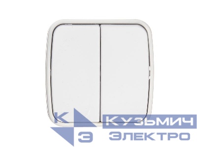 Выключатель накладной двухклавишный, 10A, пластик, IP20, цвет белый NETKO Optima Electric