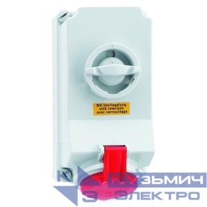 Розетка настенная 16А 5п 3P+N+PE 6ч 400В IP44 с блокировкой Bals 16039