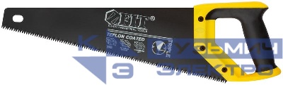 Ножовка по дереву средн.кален.зуб 7 ТPI 3D заточка пласт.прорезинен.ручка тефлон.покрытие 400мм FIT 40464