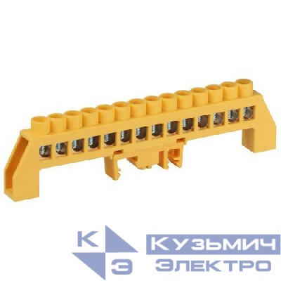 Шина PE земля в комбинированном изоляторе на DIN-рейку ШНИ-8х12-14-Д желт. NO-224-119 Эра Б0062958