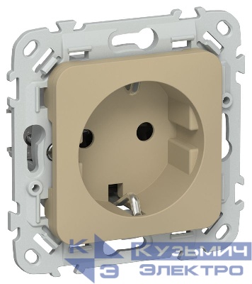 Розетка СП FLITE РСш11-1-ФлХ 16А с заземл. с защ. шторками безвинтовое крепление механизм хаки IEK FI-R14-16-1-K59