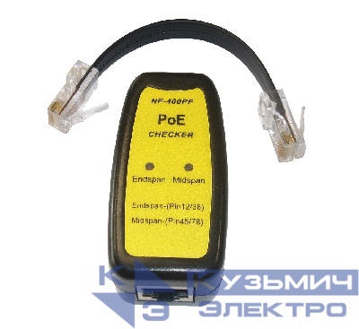 Кабельный тестер RJ45, PoE 802.3af, 2 LED индикатора, черный, Netko