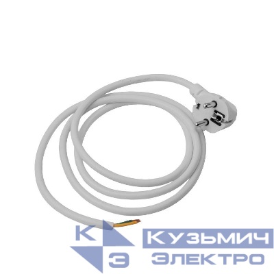 Кабель сетевой SR-LR2 ПВС3х1 с угловой евровилкой 3500Вт 16А с заземл. 1.5м бел. Volsten 15932