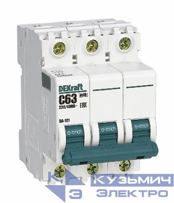 Выключатель автоматический модульный 3п C 63А 4.5кА ВА-101 DEKraft 11084DEK