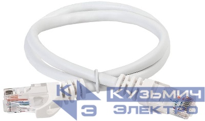 Патч-корд кат.6 UTP PVC 1м бел. ITK PC08-C6U-1M