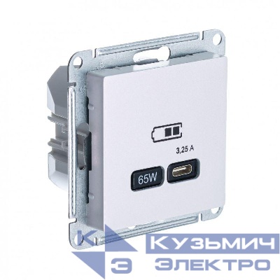 Розетка USB AtlasDesign тип C 65Вт QC PD высокоскор. ЗУ механизм жемчуж. SE ATN000427
