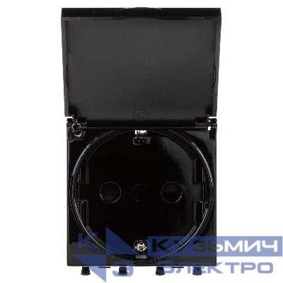 Розетка 1-м 2мод. Avanti "Черный квадрат" 16А IP44 2P+E защ. шторки с крышкой черн. DKC 4402012