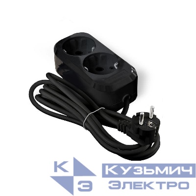 Удлинитель 2х3м с заземл. 16А IP20 Е-302 ПВС 3х1 АБС-пластик черн. UNIVersal 2176