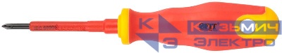 Отвертка изолированная 1000 В CrV сталь прорезиненная ручка 3х60мм РН0 FIT 55891