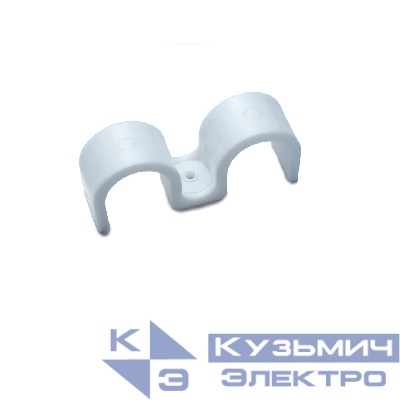 Крепеж-скоба (16 мм, белый, двухстороняя, 60 шт/уп) для сантехнических труб для монтажных пистолетов