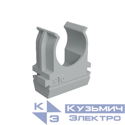 Крепеж-клипса для пластик. труб d16мм сер. (уп.100шт) КМ LO67224
