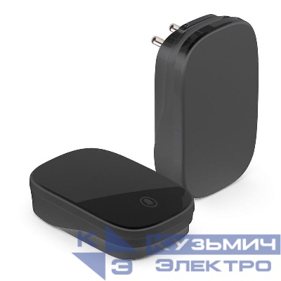 Звонок электрический беспроводной (клавиша и база в розетку) радиочастотный 433мГц черн. DB-380 FERON 48945