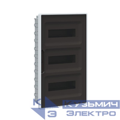 Щиток встраиваемый 36мод. FRAME для полых стен с тонированной дверцей с 4 шинами PEN (2шт на 8 отверст. и 2шт на 10 отверст.) бел. DKC F36B3WD