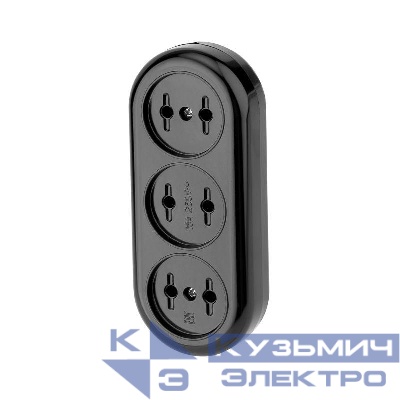 Колодка удлинителя 3-м без заземл. 16А карболит черн. Rexant 11-8979