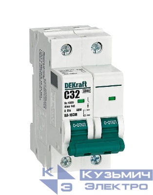 Выключатель автоматический модульный 2п C 32А 6кА ВА-103M без теплозащиты DEKraft 12514DEK