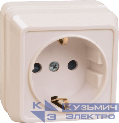 Розетка 1-м ОП Октава РС20-3-ОКм 16А IP20 с заземл. крем. GENERICA ERO11-K33-16-DC