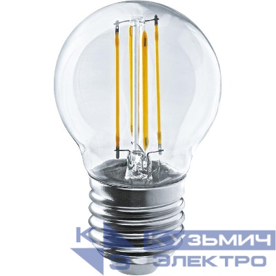 Лампа светодиодная филаментная 80 885 OLL-F-G45-12-230-4K-E27 12Вт шар прозрачная 4000К нейтр. бел. E27 1200лм 220-240В ОНЛАЙТ 80885