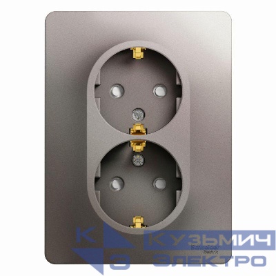 Розетка 2-м СП Glossa 16А IP20 250В с заземл. защ. шторки в сборе платина SE GSL001226