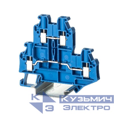 Клемма двухуровневая винтовой зажим 4 точки подключения 4кв.мм син. DKC TTURB-4-BU