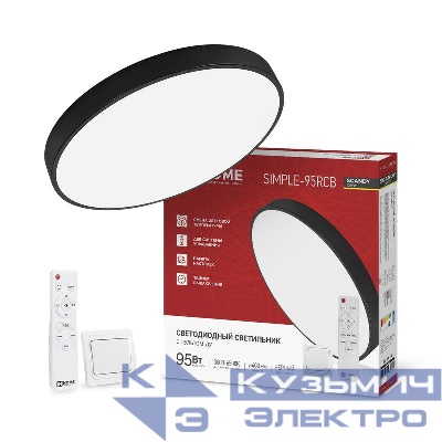 Светильник светодиодный SCANDY SIMPLE-95RCB 95Вт 3000-6500К 7600лм 230В 400х50мм с пультом ДУ черн. IN HOME 4690612062112