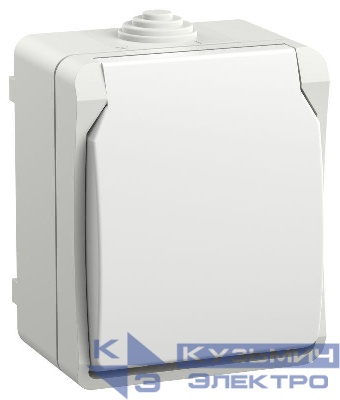 Розетка ОП Форс РСб20-3-ФБ 16А IP54 с заземл. защ. шторки бел. IEK ERS12-K01-16-54-DC