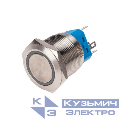 Кнопка антивандальная d22 12В без фикс. (6с) OFF-(ON)/ON-(OFF) подсв/красн. Rexant 36-3510