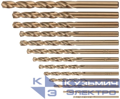 Набор сверл HSS по металлу с добавкой кобальта 5% 13шт ( 1.5-2-2.5-3-3.2-3.5-4-4.5-48-5-5.5-6-6.5мм) FIT 34015