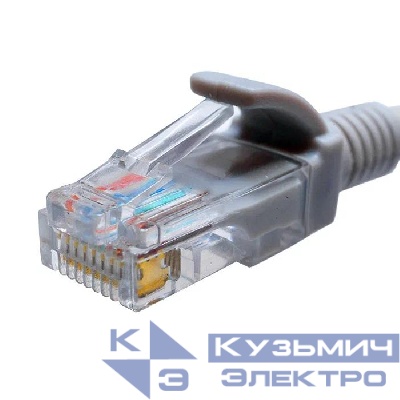 Патч-корд кат.5E UTP 4х2 26AWG (7х0.16мм) Cu LSZH 0.3м сер. SUPRLAN 10-0140
