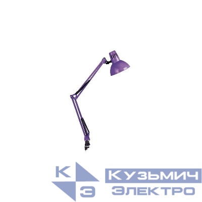 Светильник настольный KD-312 С12 230В 60Вт E27 струбцина фиолет. Camelion 12341