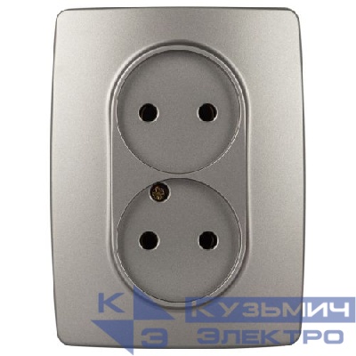 Розетка 2-м Эра12 12-2107-16 16А 250В 2х2P титан Эра Б0065644