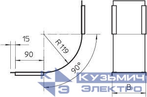 Крышка для угла вертикального внутр. 90град. осн.50 DBV 60 050 S FS OBO 7130801