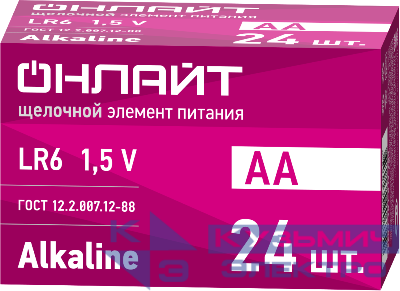 Элемент питания алкалиновый 90 635 OBT-ALK-LR6-BOX24 (бокс 24шт) ОНЛАЙТ 90635
