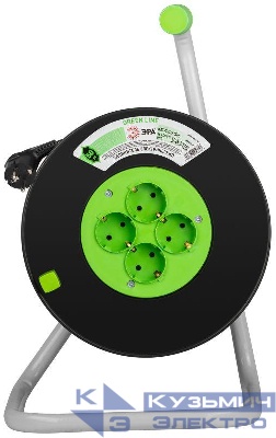 Удлинитель на пластик. катушке 4х50м с заземл. KAT-3x1.5-50m Greenline ПВС 3х1.5 Эра Б0065107