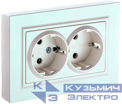 Розетка 2-м СП BRITE РС12-3-БрЖ 16А в сборе с заземл. без защ. шторок жемчуж. IEK BR-R21-16-K36-F