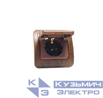 Розетка 1-м СП Mimoza N 16А IP20 с заземл. с крышкой ПГ дуб/дуб Makel 24209