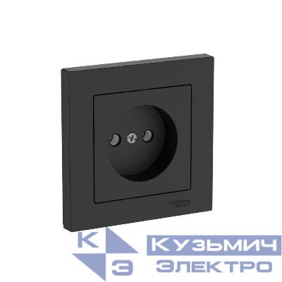 Розетка AtlasDesign 16А без заземл. быстрозажим. клем. в сборе карбон SE ATN001040S