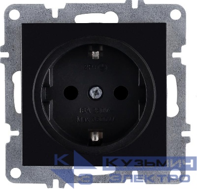 Розетка 1-м СП LAVIN/KAREN 16А IP20 с заземл. механизм черн. ARVIA 50 07 2000 217