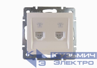 Розетка телефонная 2-м Rain RJ11 евро стандарт механизм жемчуж./бел. перламутр. LEZARD 703-3088-138