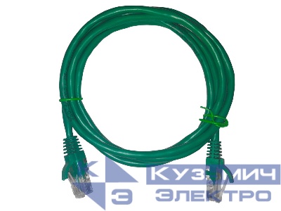 Патч-корд UTP4 cat 5e, 1,5м, ВС, LSZH, зеленый, литой коннектор NETKO Optima