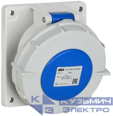 Розетка встраиваемая угловая ССИ-4232 32А 3п 2P+PE 6ч 220В IP67 IEK PSR41-032-3-0-67