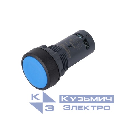 Кнопка моноблочная SB7 22мм с возвратом пластик 1НО+1НЗ IP65 син. SE SB7NA65