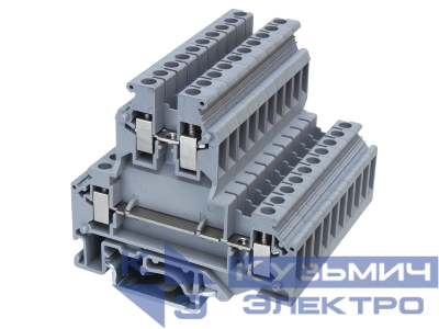 Клемма двухуровневая винтовой зажим 4 точки подключения 4кв.мм сер. DKC KRUKB-5