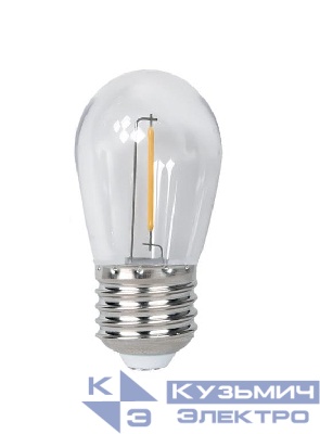 Лампа светодиодная филаментная PLED-ECO-S14 1Вт 2700К тепл. бел. CLEAR E27 для Белт-лайт Pro JazzWay 5040625