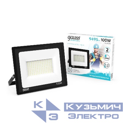 Прожектор светодиодный Elementary 100Вт 4000К IP65 8995лм 175-264В ДО черн. GAUSS 613100110