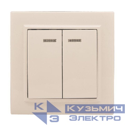Выключатель 2-кл. СП Минск 10А IP20 с индикатором беж. EKF ERV10-123-20
